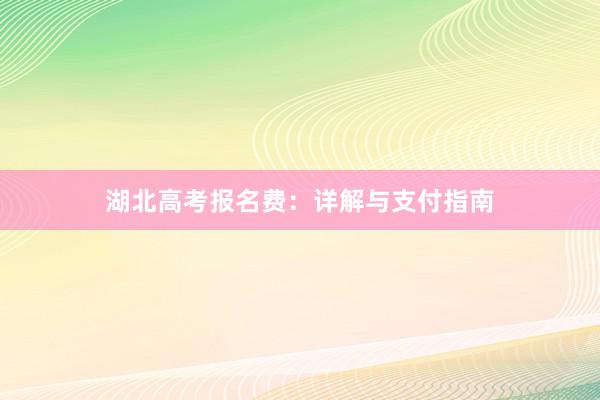 湖北高考报名费：详解与支付指南